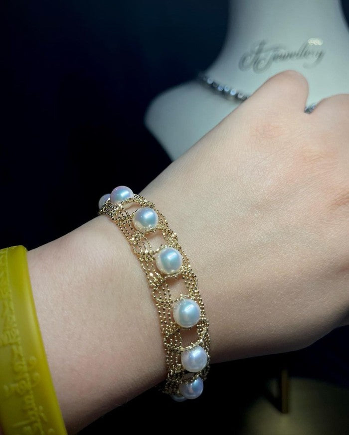 Gold Laced Akoya Pearl Bracelet