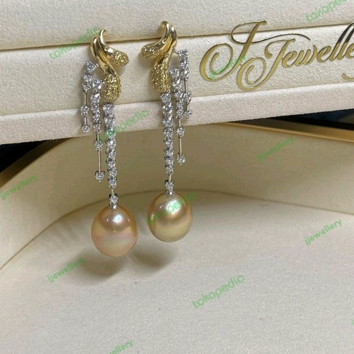 Antique Semi Baroque South Sea Pearl Drop Earrings