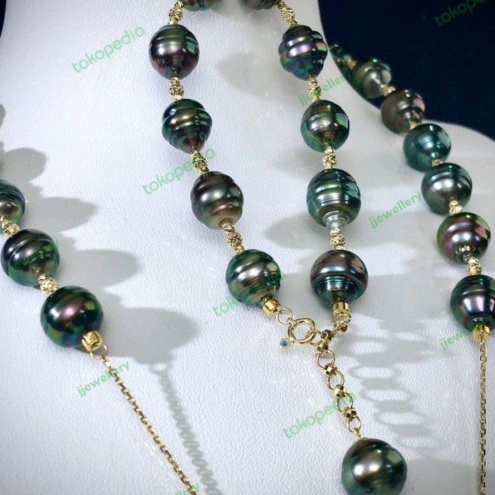 Peacock Tahiti Pearl Necklace + Bracelet