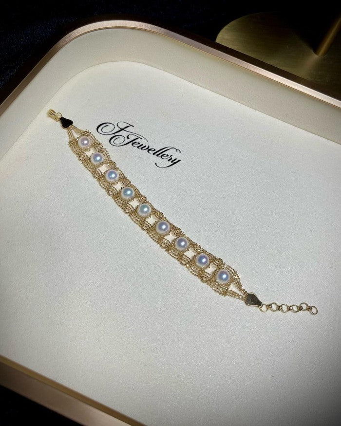 Gold Laced Akoya Pearl Bracelet