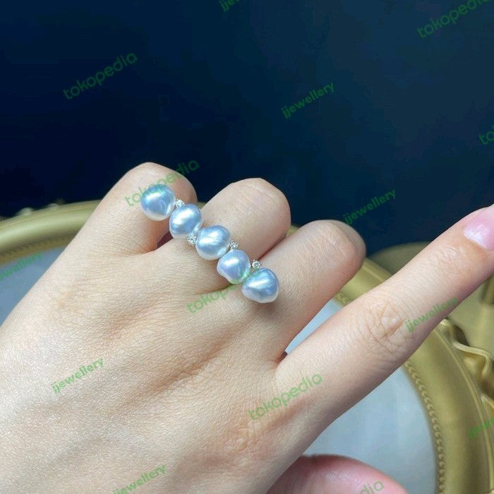 Balance Silver Blue Keshi South Sea Pearl Ring