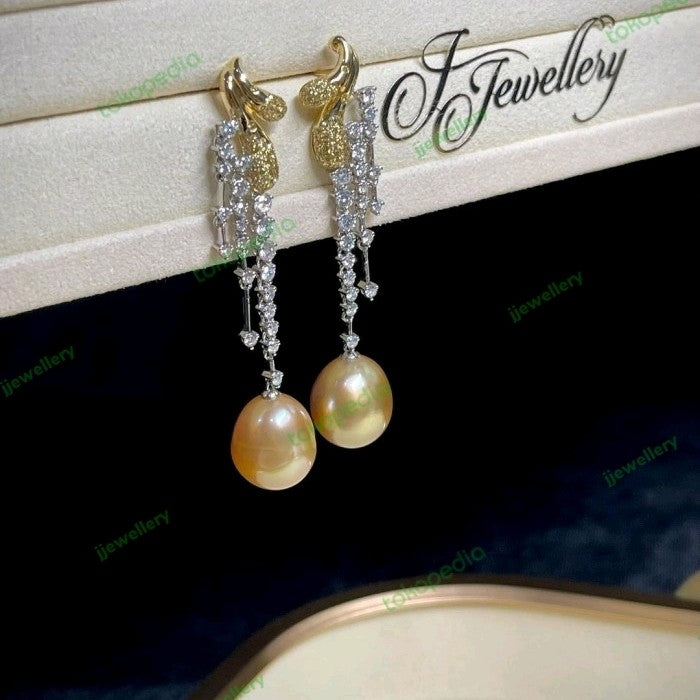 Antique Semi Baroque South Sea Pearl Drop Earrings