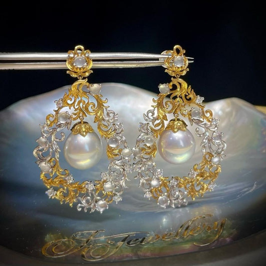 Vintage Chandelier South Sea Pearl Earrings